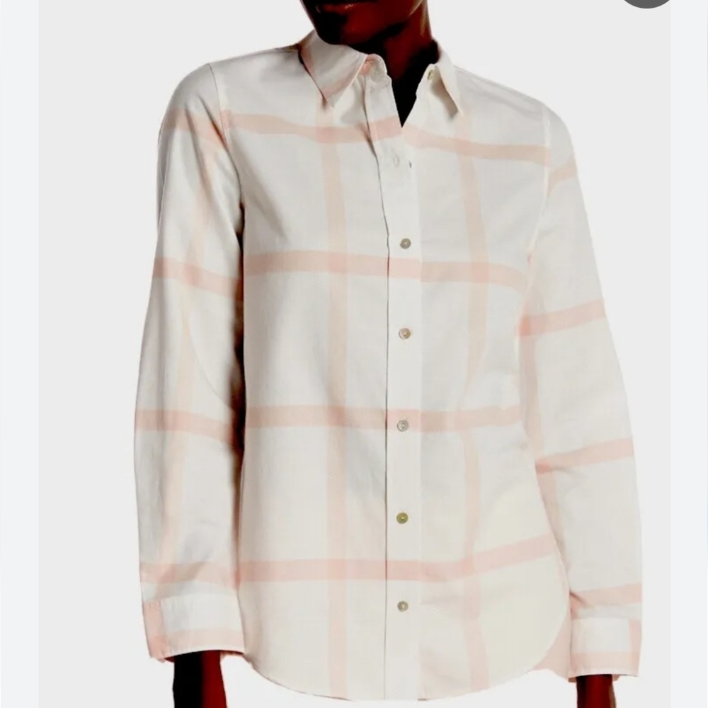 Nanette Lepore Cotton White/Blush Pink Button Down